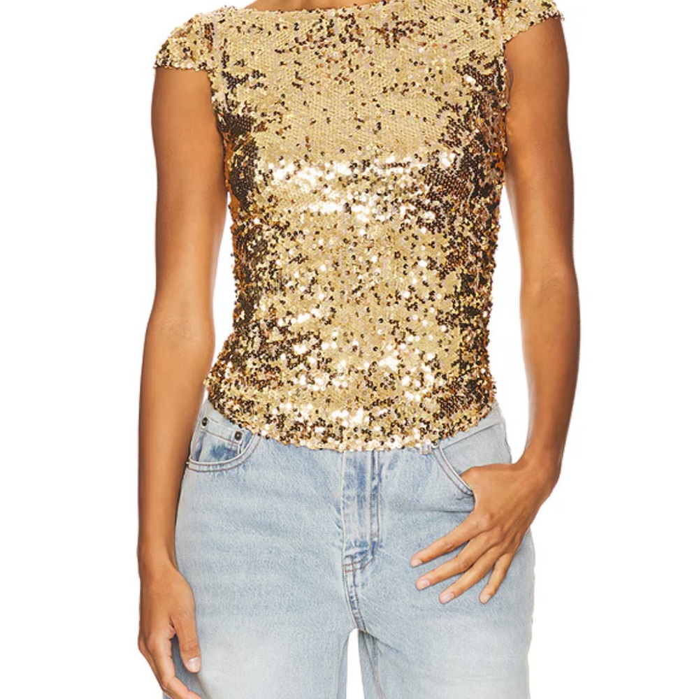 Free People  Sequin Cap Sleeve Top (worn once)
